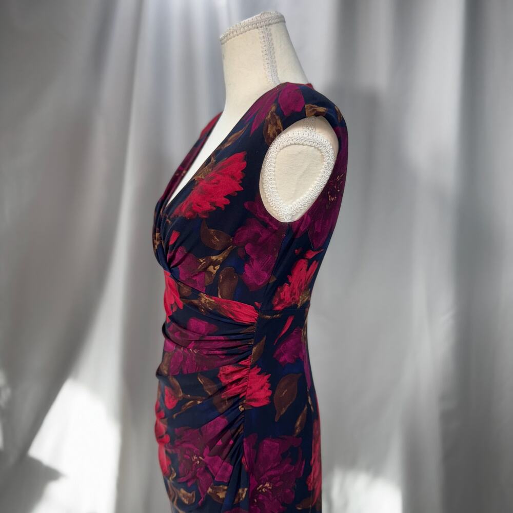 Lauren Ralph Lauren Floral Sheath Dress 2P Petite Event Cocktail Dark Feminine - Picture 13 of 16